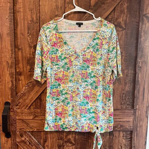 Talbots Womens patterned shirt sleeve‎ sweater size large